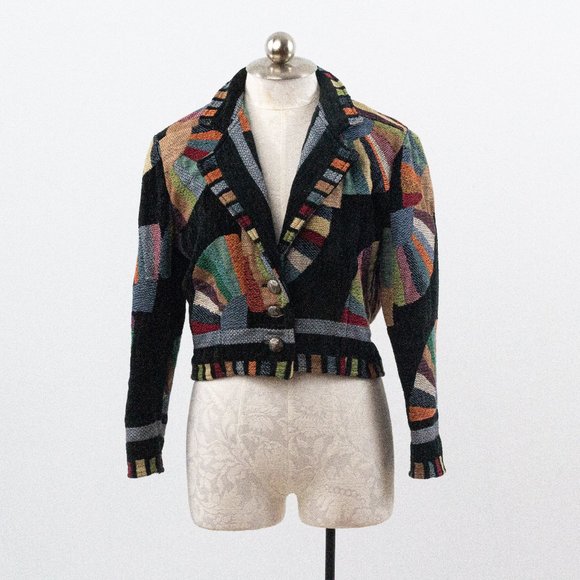 SOLD Vintage 90s M Southwestern Jacquard Jacket - Picture 2 of 8